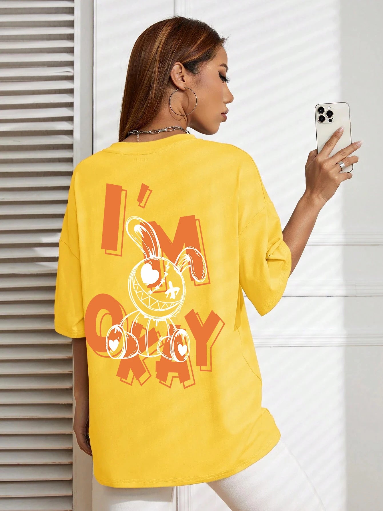 I Am Okey Rabbit Cute Funny Printing Female T-Shirt Summer O-Neck T Shirts Street Hip Hop Clothing Breathable Soft Short Sleeve