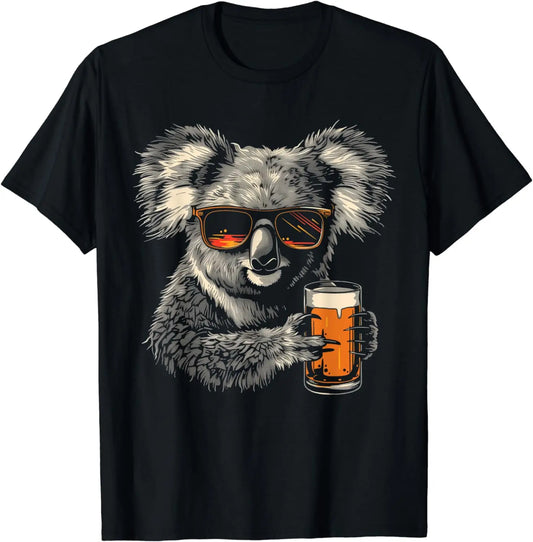 Australia Day Koala Bear Drinking T-Shirt - Funny Cotton