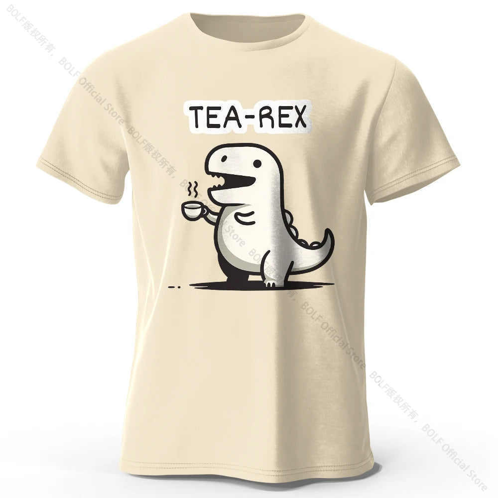 Men's Tea-Rex Dinosaur Printed 100% Cotton T-Shirt
