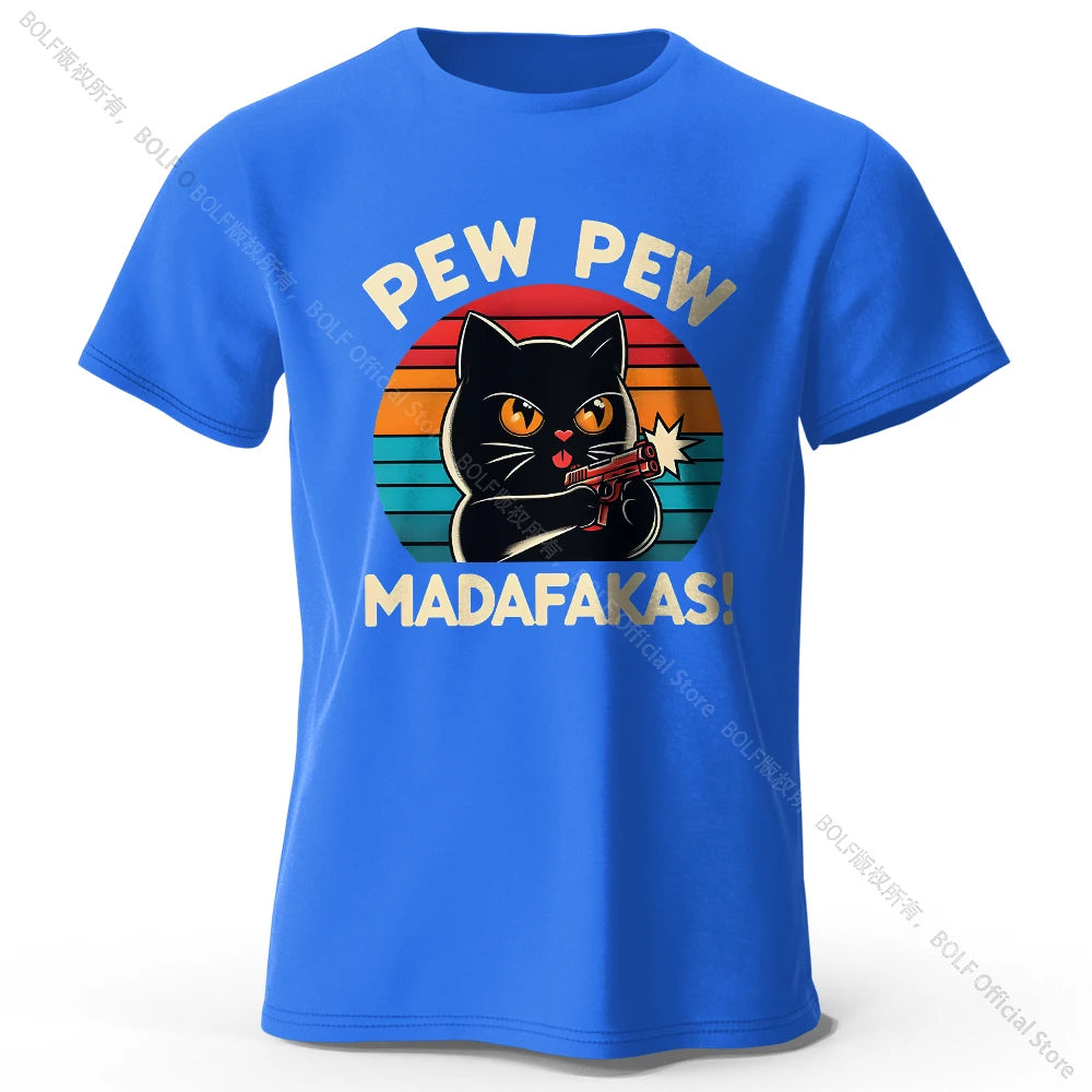 Cute Hand-Drawn Cat Doodle Print 100% Cotton T-Shirt