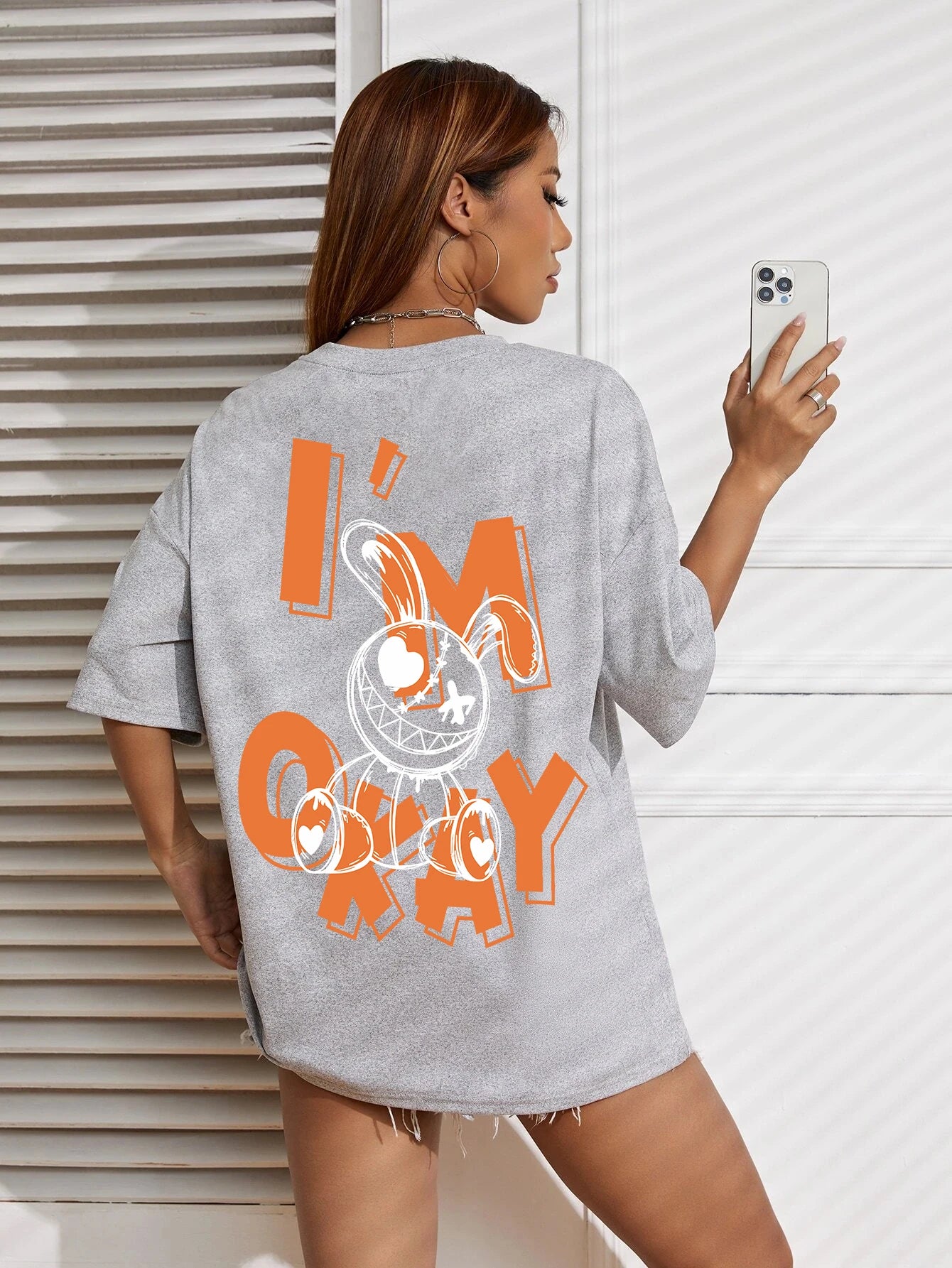 I Am Okey Rabbit Cute Funny Printing Female T-Shirt Summer O-Neck T Shirts Street Hip Hop Clothing Breathable Soft Short Sleeve