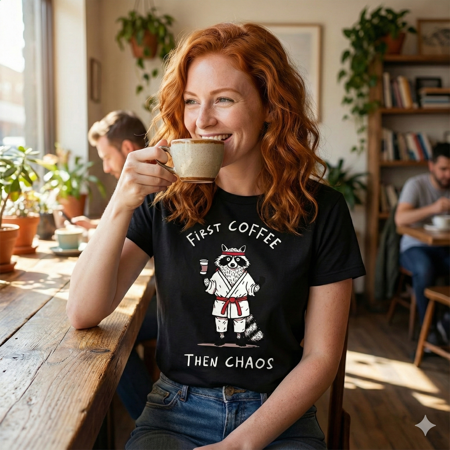 First Coffee – Oversized Unisex Cotton T-Shirt