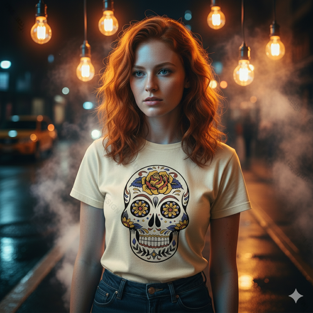 Mexican Sugar Skull Oversized Graphic T-Shirt