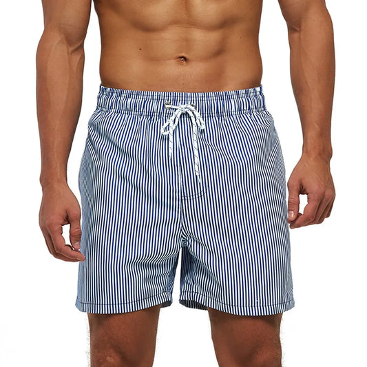 Vertical Stripe  Mens Shorts Beach Quick Dry Printing Swimsuit Mesh Liner
