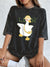 A Cute Duck Carrying A Small Bag Cotton Washed T-Shirts Womens