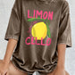 Limon Cello La Dolce Vita Prints Washed T-Shirt Women Cotton Oversize