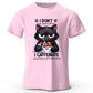 Coffee Loving Cat Print 100% Cotton T-Shirt