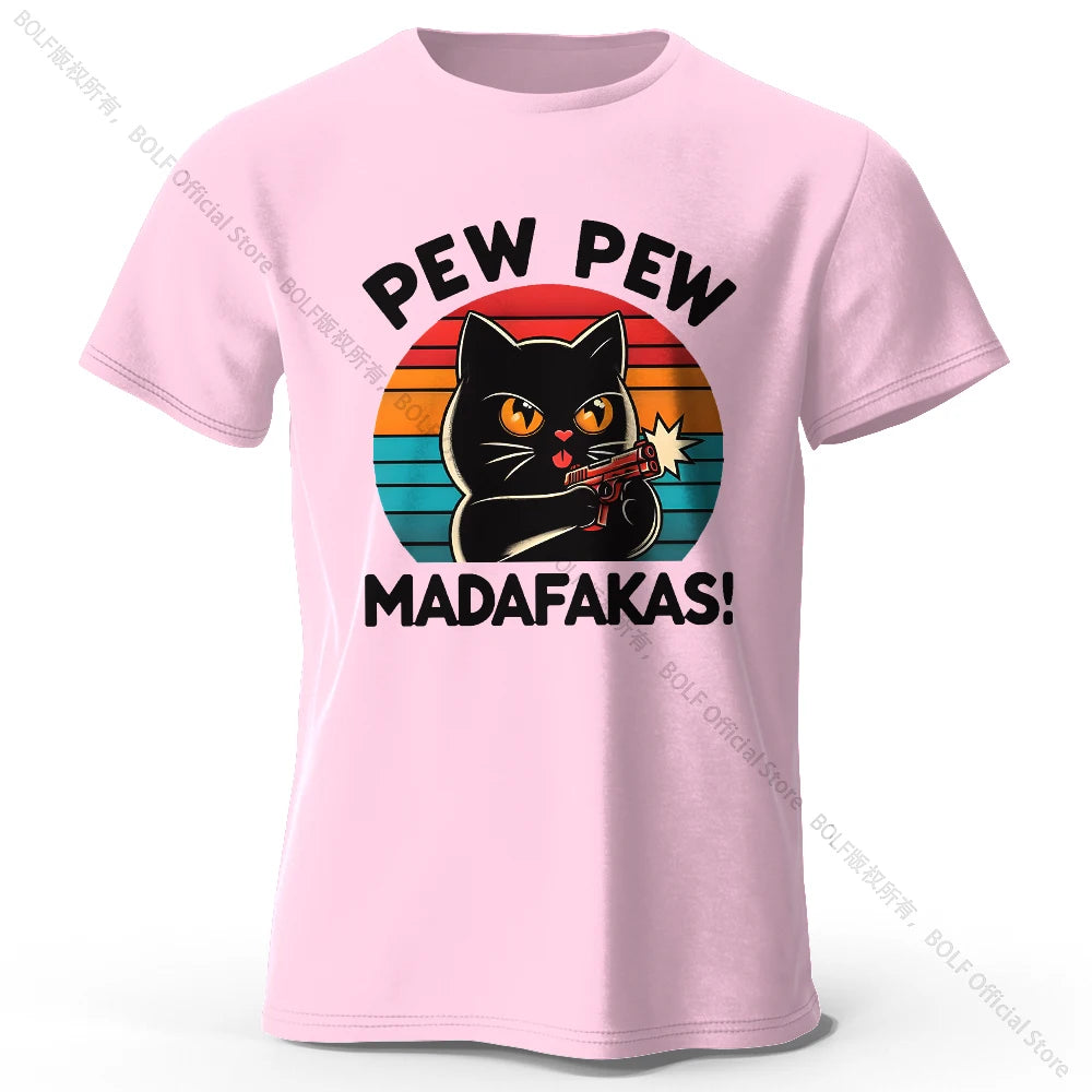 Cute Hand-Drawn Cat Doodle Print 100% Cotton T-Shirt