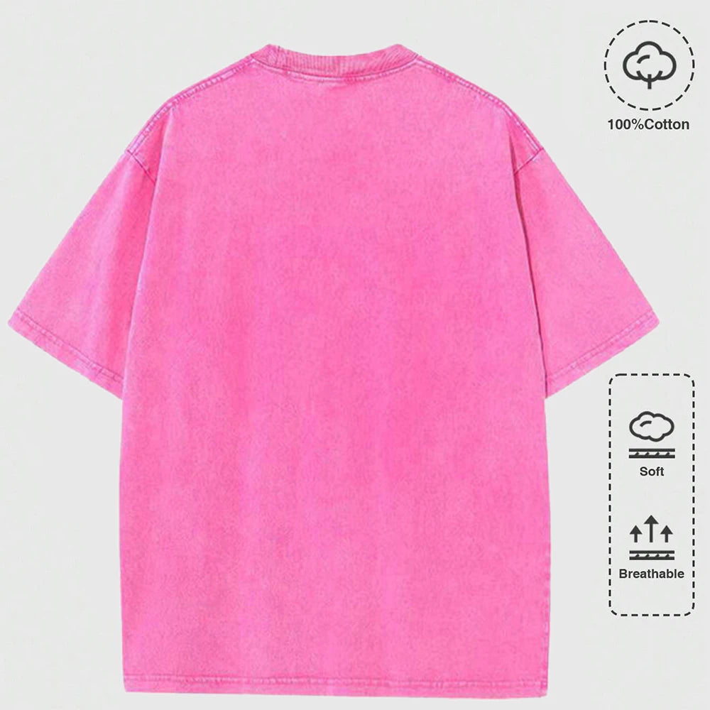 A Teddy Bear Wearing Glasses Washed T-Shirt Women Cotton Oversized Tops Comfortable Distressed O-Neck T Shirt Summer Clothes