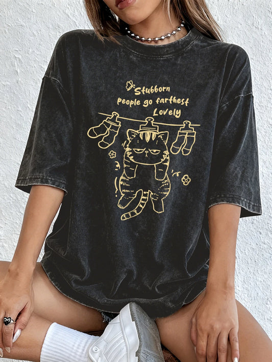 People Go Farthest Lovely Hanging Cat Cotton Washed