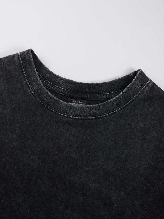 Climb Upwards Cat Prints Washed T-Shirts Womens Cotton Oversized Tops O-Neck Comfortable Distressed Streetwear Summer Clothes