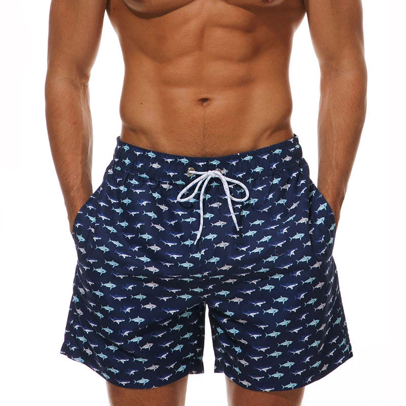 Fish  Mens Shorts Beach Quick Dry Printing Swimsuit Mesh Liner