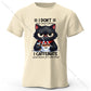 Coffee Loving Cat Print 100% Cotton T-Shirt