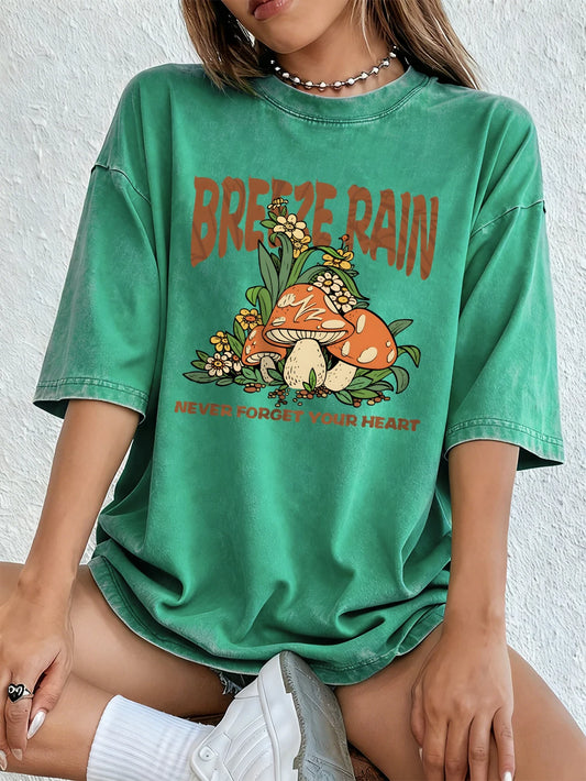 Never Forget Your Heart Women's Cotton Washed T-Shirt Oversized