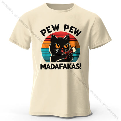 Cute Hand-Drawn Cat Doodle Print 100% Cotton T-Shirt