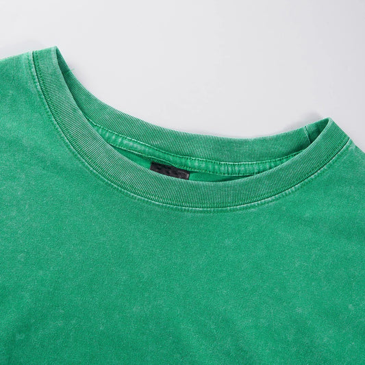 Kawaii Orange Cat Cotton Washed T-Shirt Women Summer Oversized Tops O-Neck Comfortable Distressed T Shirt Casual Woman Clothes