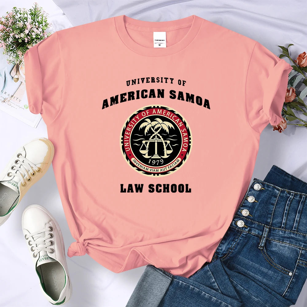 University Of American Samoa Law School T Shirt Fashion Loose T-Shirts Breathable Casual Short Sleeve Hot Sale Women Tee Clothes