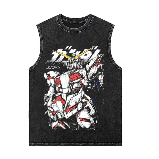 New Anime Gundam Men's oversized Tank top 100% cotton