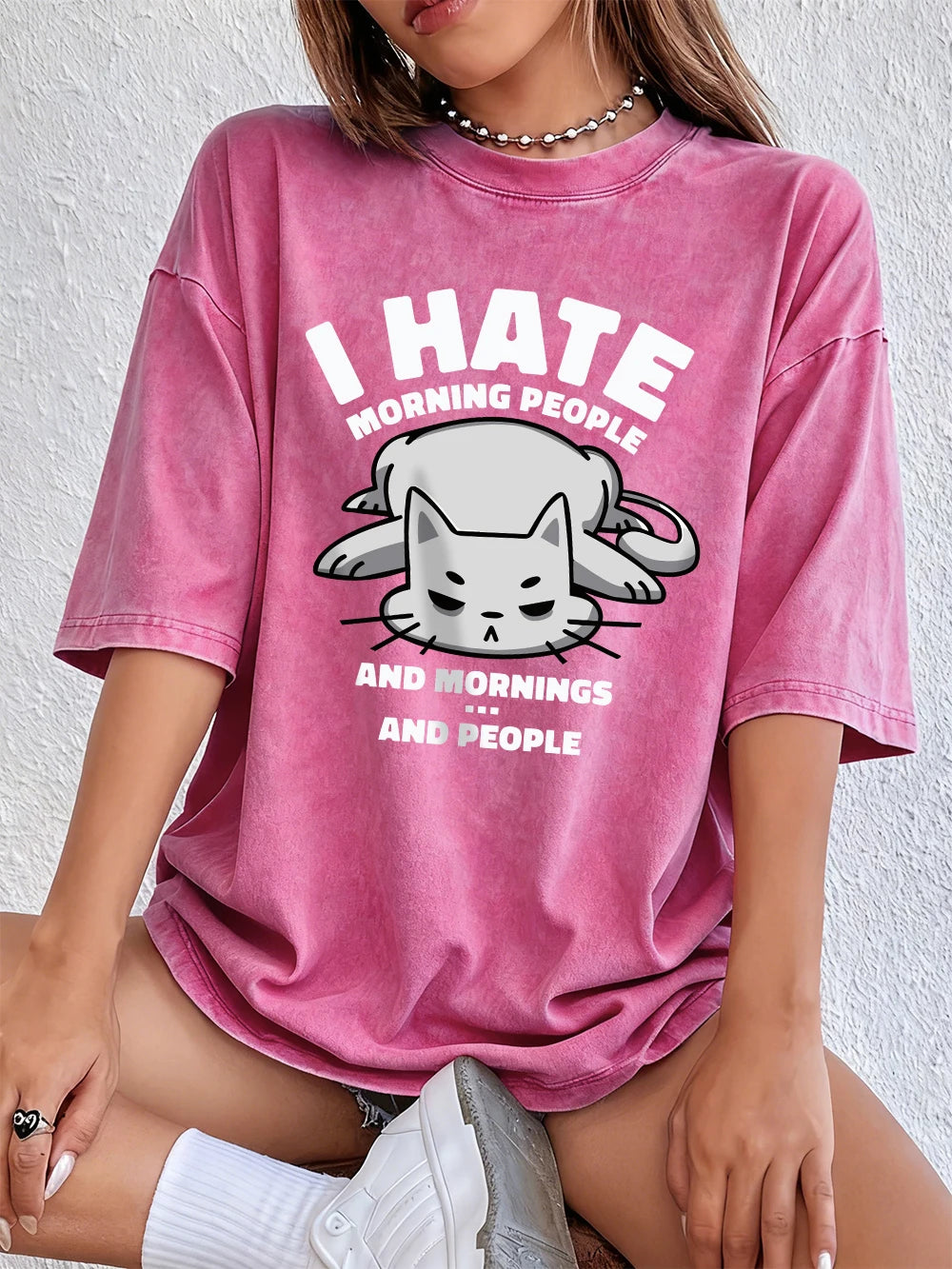 I Hate Morning People Women's Cotton Washed T-Shirt