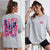 Graphic & Letter Print Crew Neck Women's Cotton T-Shirt Plus Size