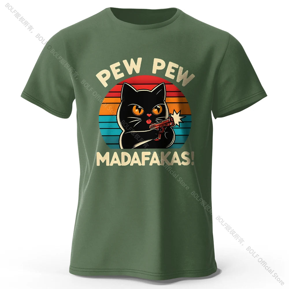 Cute Hand-Drawn Cat Doodle Print 100% Cotton T-Shirt