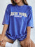 New York City Letter Printed Women's Cotton Washed T-Shirt Oversized