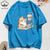 100% Cotton Womens T-Shirts Summer Work Cats That Cannot Do Without Coffee Prints T Shirt Soft Loose O-Neck Tops Basic Clothes