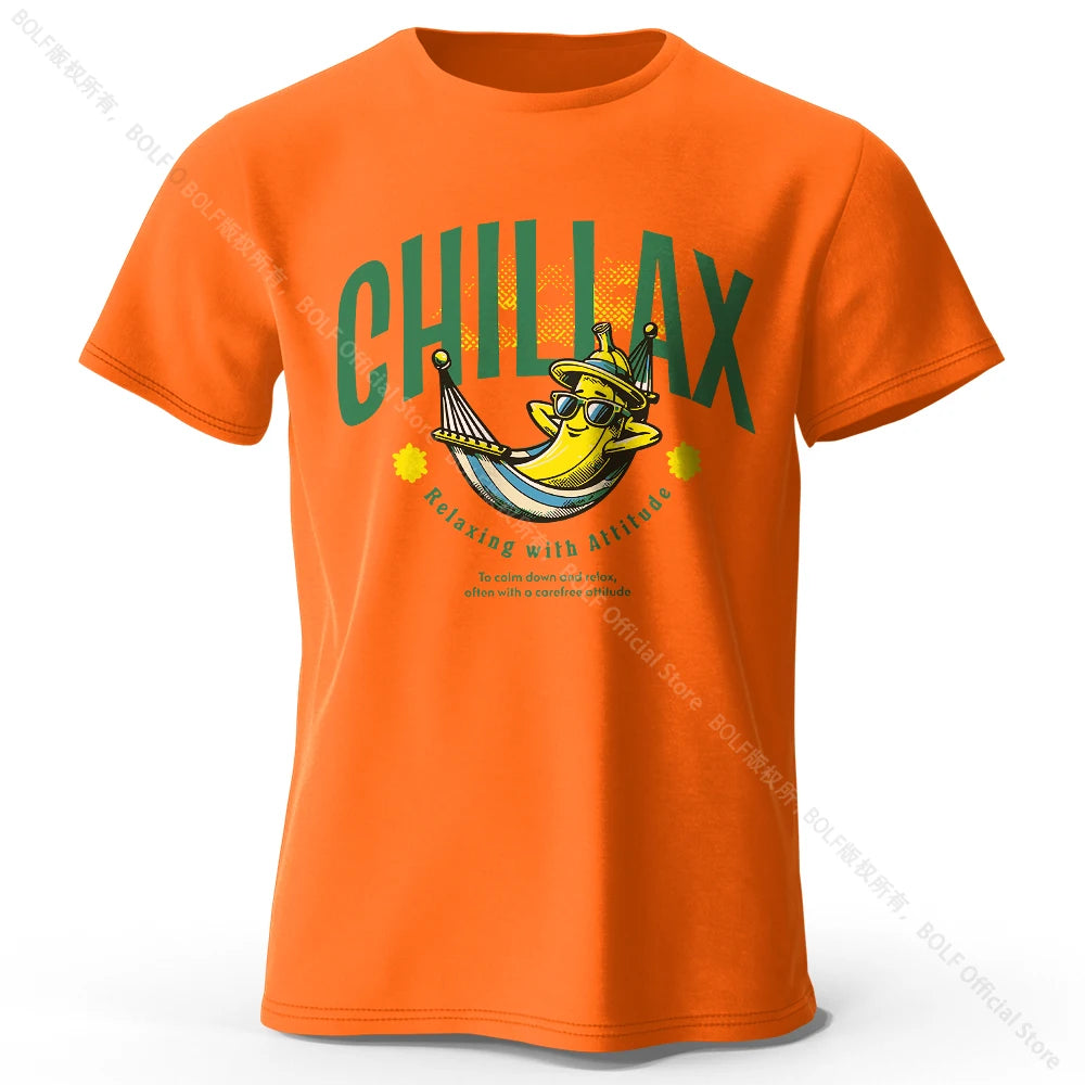 Chiliax banana Printed T-Shirt 100% Cotton Oversized Funny Graphic Tees for Men Women Summer Tops