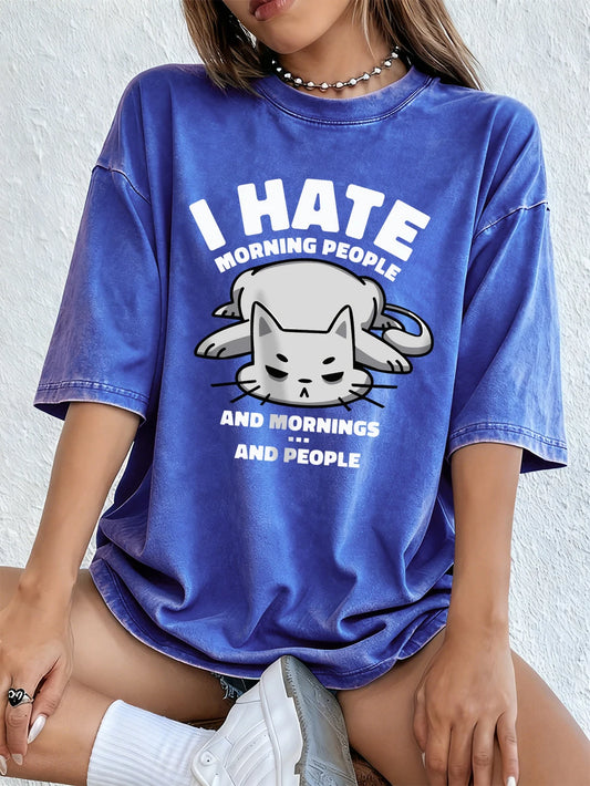 I Hate Morning People Women's Cotton Washed T-Shirt