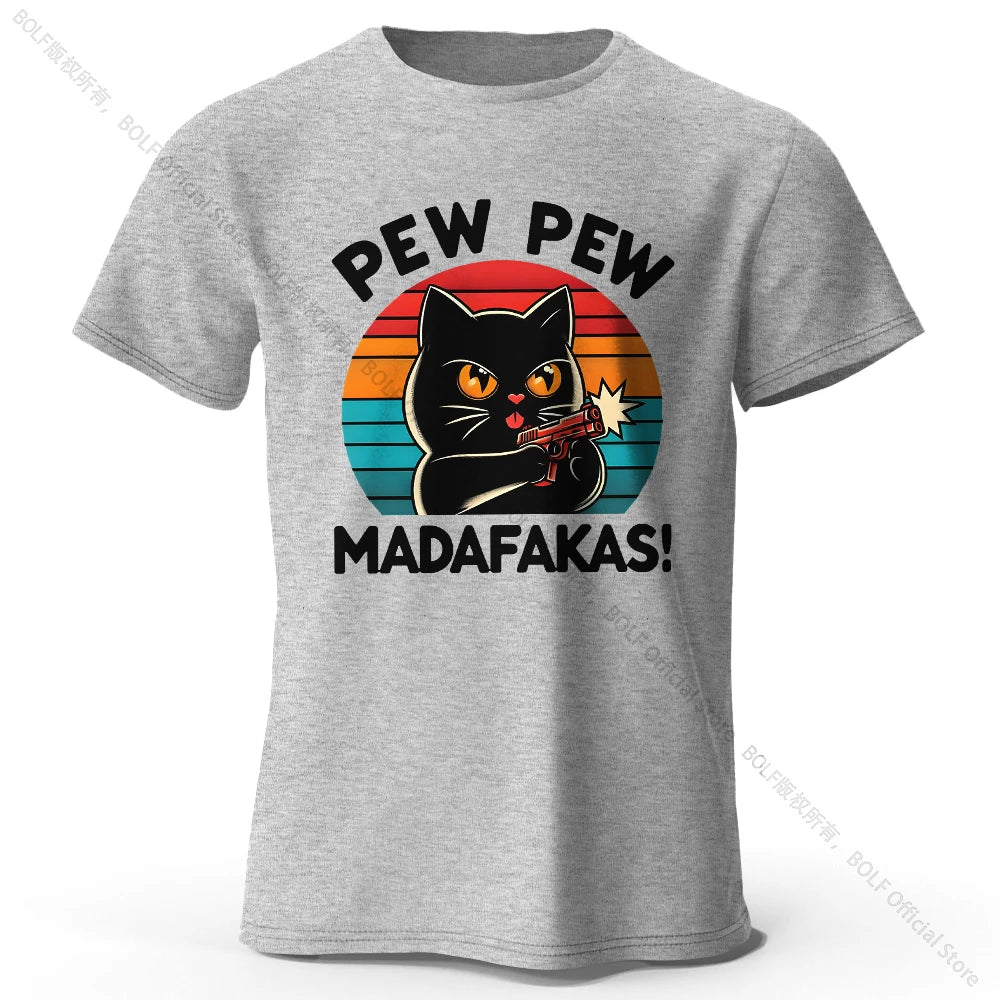 Cute Hand-Drawn Cat Doodle Print 100% Cotton T-Shirt