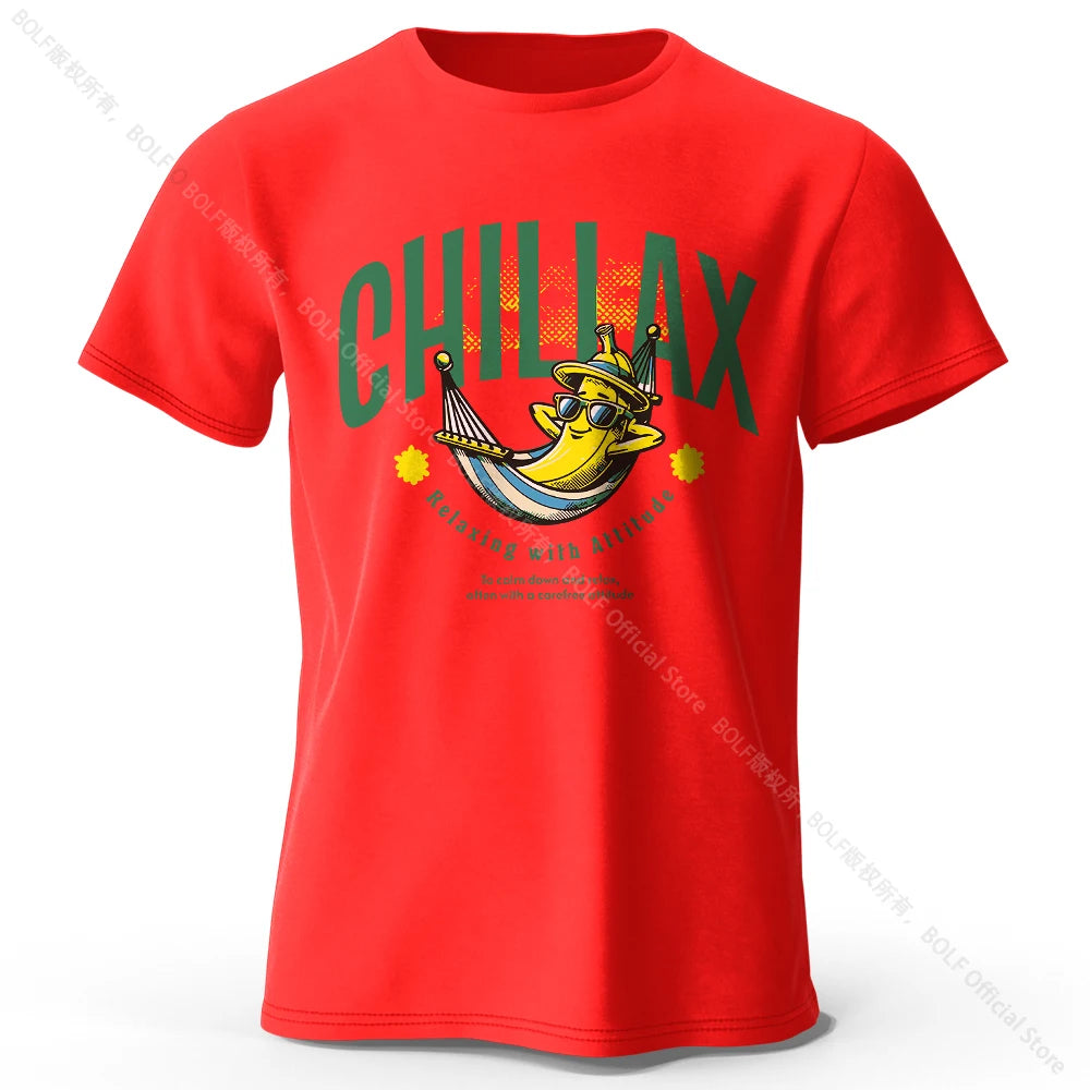 Chiliax banana Printed T-Shirt 100% Cotton Oversized Funny Graphic Tees for Men Women Summer Tops