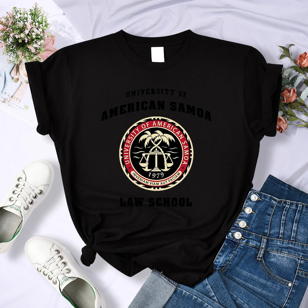 University Of American Samoa Law School T Shirt Fashion Loose T-Shirts Breathable Casual Short Sleeve Hot Sale Women Tee Clothes