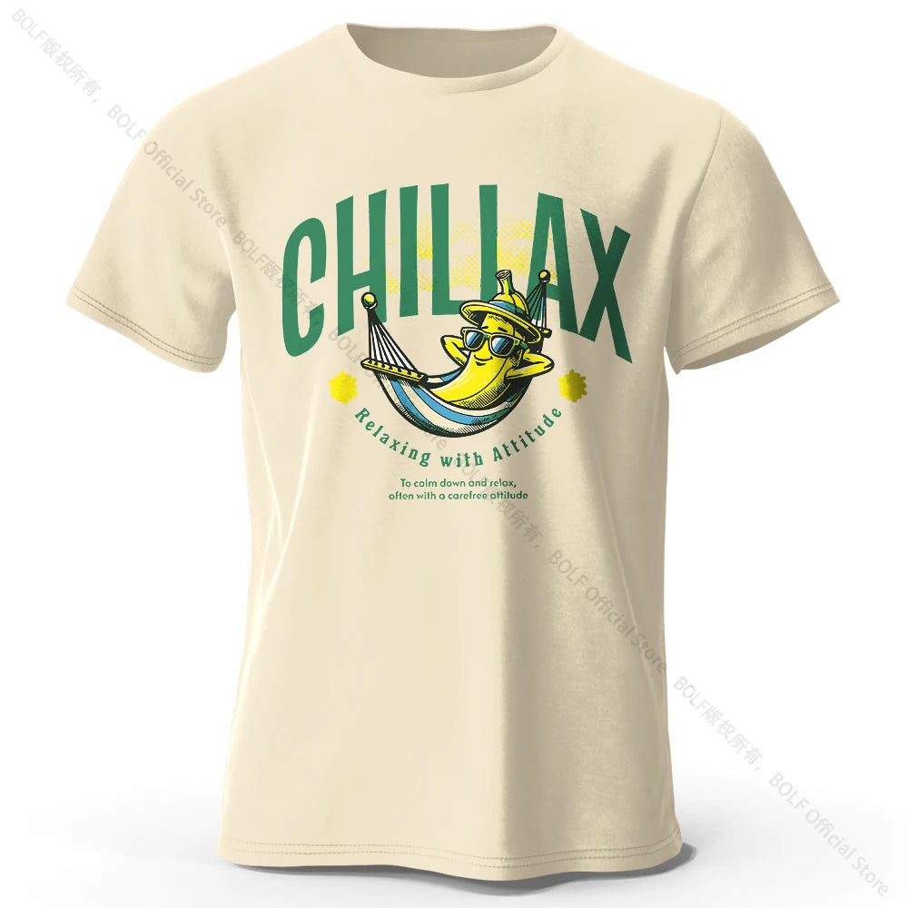 Chiliax banana Printed T-Shirt 100% Cotton Oversized Funny Graphic Tees for Men Women Summer Tops