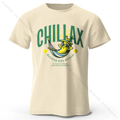 Chiliax banana Printed T-Shirt 100% Cotton Oversized Funny Graphic Tees for Men Women Summer Tops