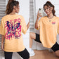 Graphic & Letter Print Crew Neck Women's Cotton T-Shirt Plus Size