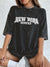 New York City Letter Printed Women's Cotton Washed T-Shirt Oversized