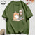 100% Cotton Womens T-Shirts Summer Work Cats That Cannot Do Without Coffee Prints T Shirt Soft Loose O-Neck Tops Basic Clothes