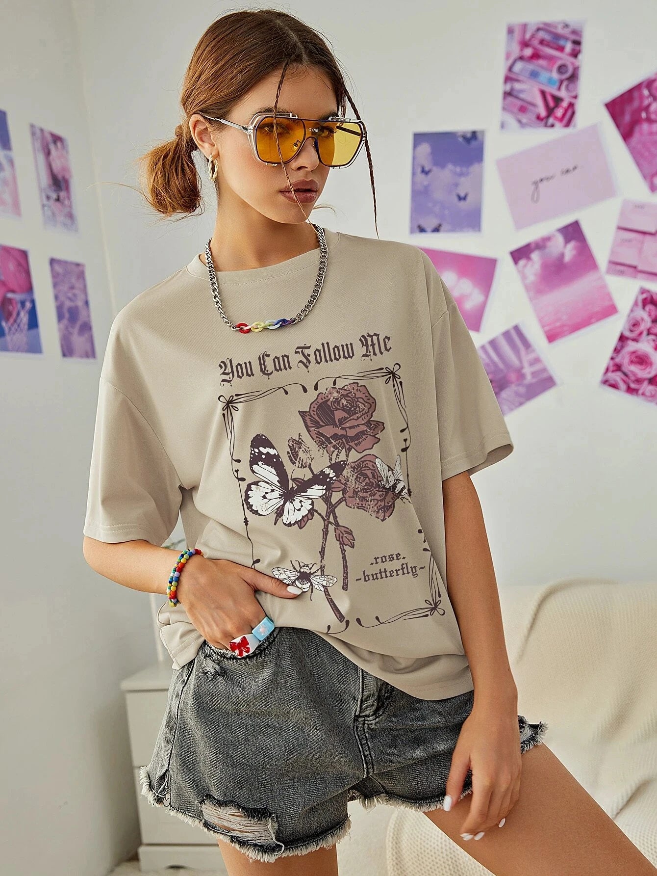 You Can Follow Me Printing Women T Shirts Breathable Summer T-Shirt Street Fashion Tees Clothing O-Neck Comfortable Short Sleeve