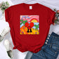 Bad Bunny Sad Love Heart Beach Sun Dolphin Palm Tree Tee Shirt New Loose T-shirts Hip Hop Street Tops Multicolor Womens Clothing