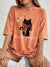I'll Finish Them Black Cat Women's Cotton Washed T-Shirt Oversized