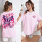 Graphic & Letter Print Crew Neck Women's Cotton T-Shirt Plus Size