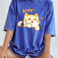 Kawaii Orange Cat Women's Cotton Washed T-Shirt Oversized
