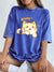Kawaii Orange Cat Women's Cotton Washed T-Shirt Oversized