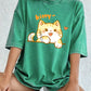 Kawaii Orange Cat Women's Cotton Washed T-Shirt Oversized