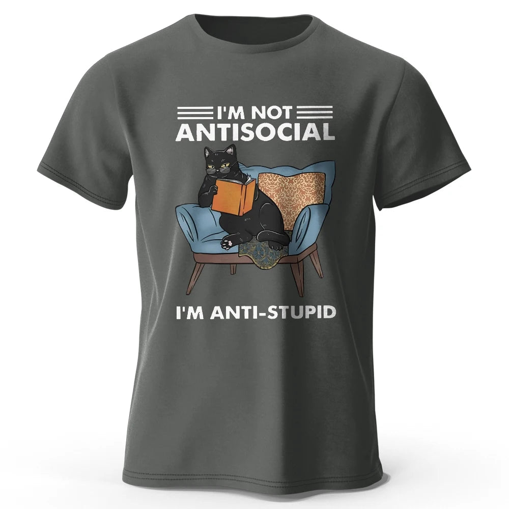 I Am Not Anti Social – Oversized Unisex Cotton T-Shirt