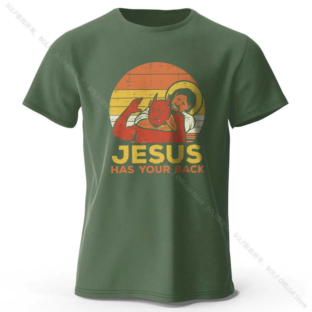 Funny Jesus Printed 100% Cotton T-Shirt
