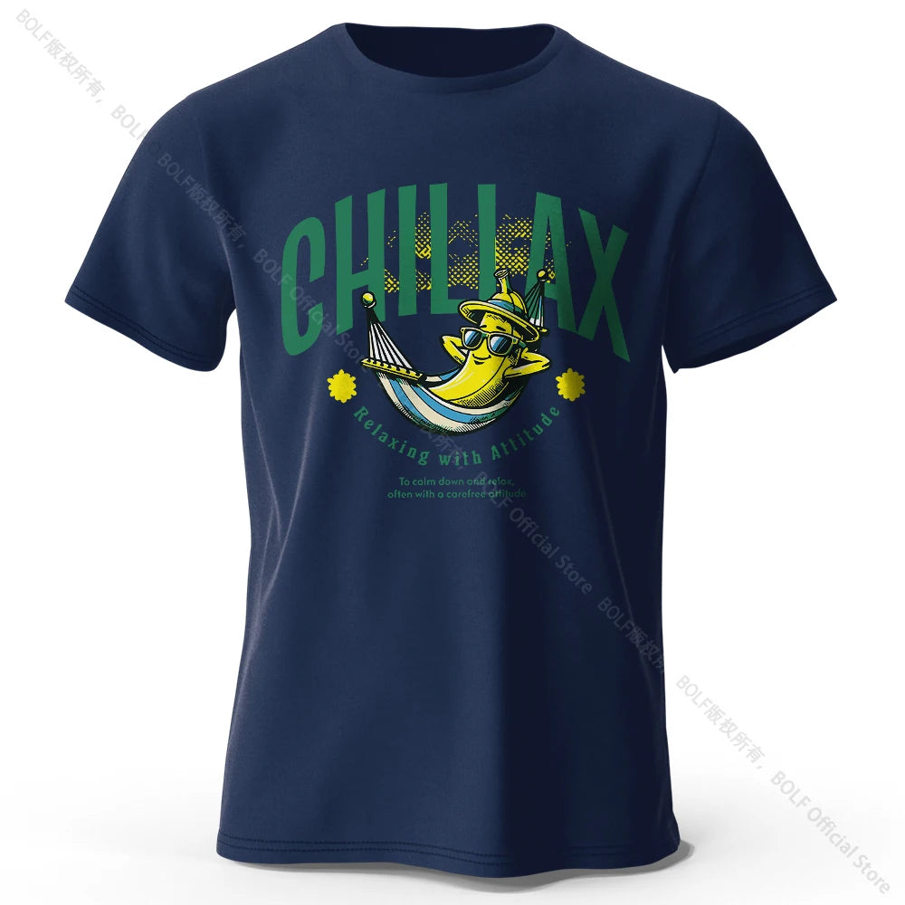 Chiliax banana Printed T-Shirt 100% Cotton Oversized Funny Graphic Tees for Men Women Summer Tops