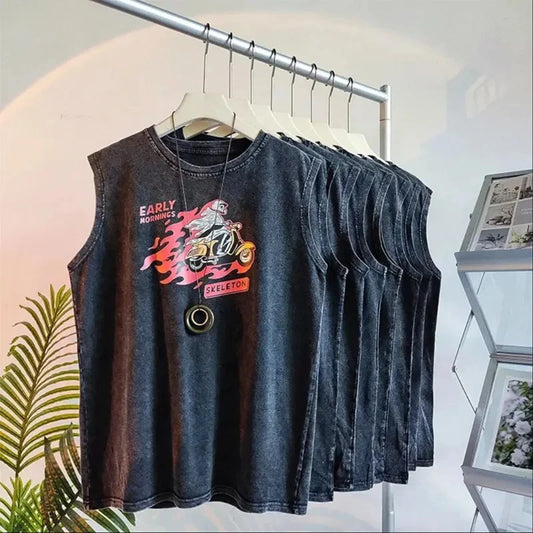 Early Morning skeleton oversized Tank top 100% cotton