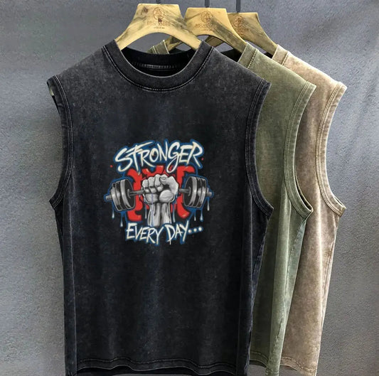 stronger every day men’s oversized gym tank Australia
