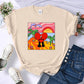 Bad Bunny Sad Love Heart Beach Sun Dolphin Palm Tree Tee Shirt New Loose T-shirts Hip Hop Street Tops Multicolor Womens Clothing